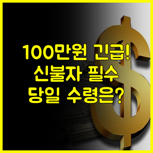 신불자 100만원 대출, 당일 상담 예약부터 수령까지 필수 신청 절차