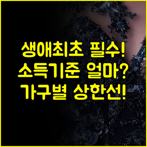 생애 최초 특별공급 소득 기준 금액은 얼마? 1인~4인 가구별 상한선 정리