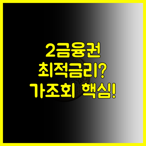저축은행 카드론 캐피탈 2금융권 대출 유형별 최적 조건 찾는 가조회 활용